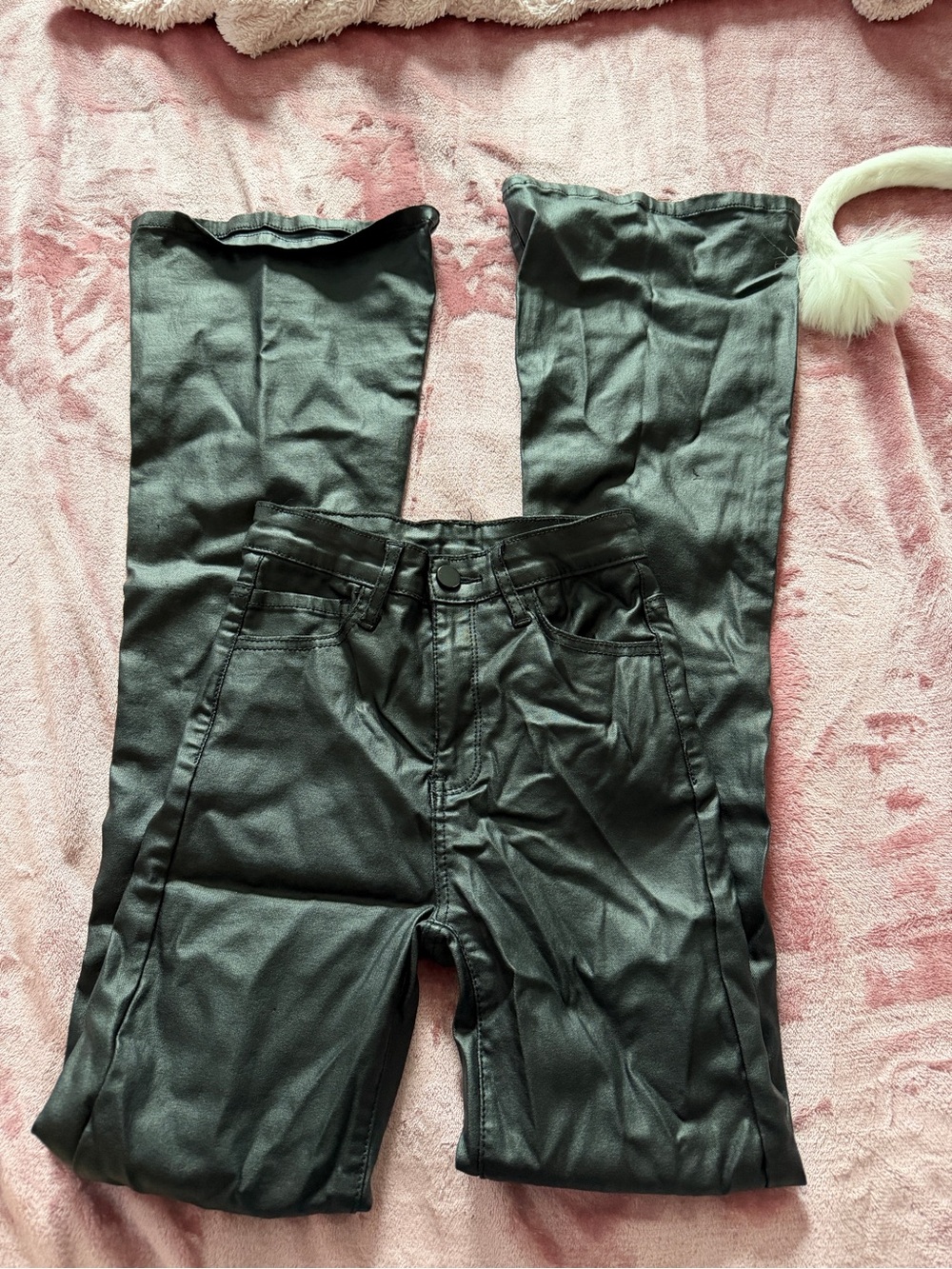 Edikted Black faux leather pants